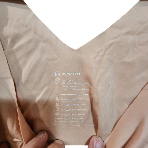 Honeylove Womens Beige V-Neck Supportive Bra 2X Nylon/Spandex Blend - Picture 3 of 3